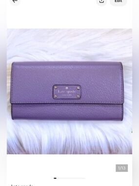 Kate Spade NWT Wellesley Lush Lilac Leather fold over continental Wallet
